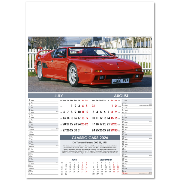 Classic Cars Wall Calendar