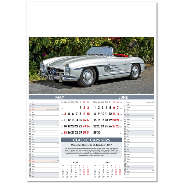 Classic Cars Wall Calendar