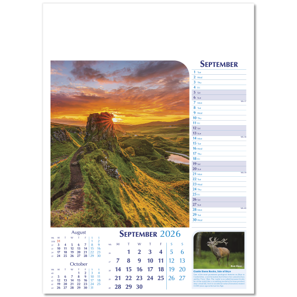 Notable Scotland Wall Calendar