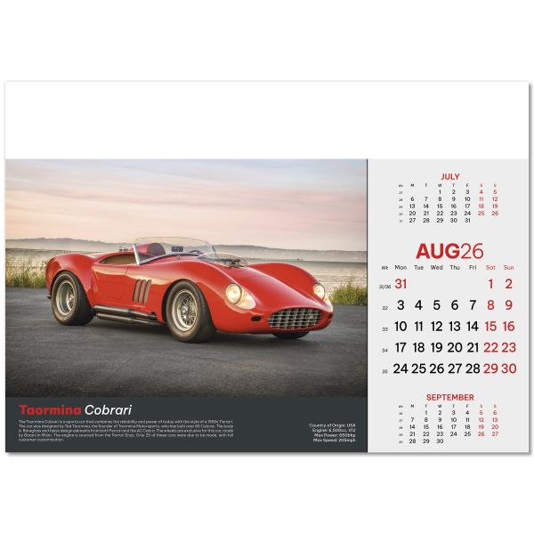 Supercars Wall Calendar