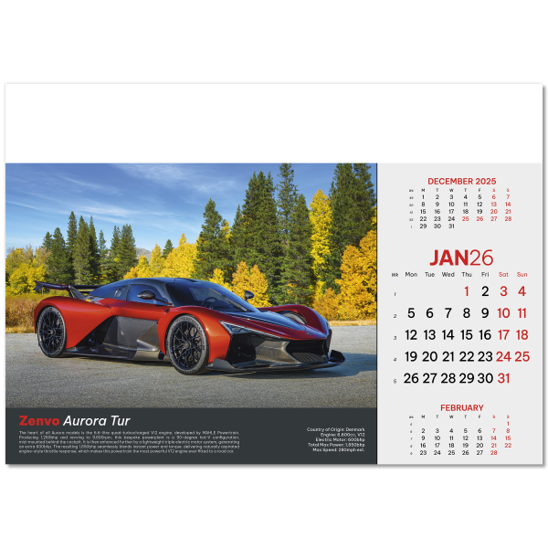 Supercars Wall Calendar