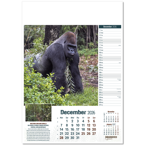 Endangered Species Wall Calendar