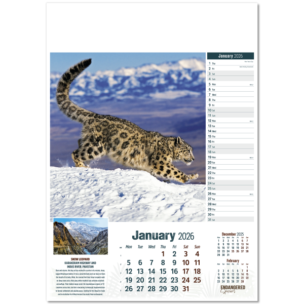 Endangered Species Wall Calendar