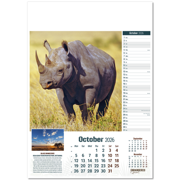 Endangered Species Wall Calendar