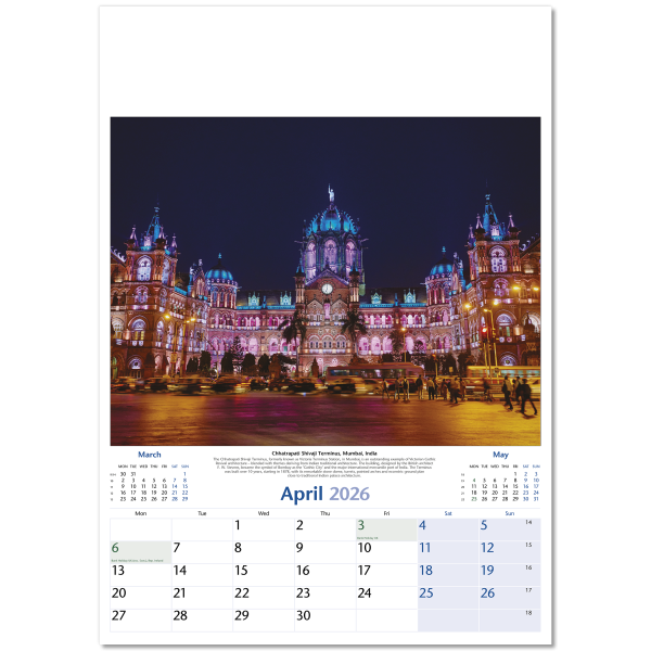 World by Night Wall Calendar