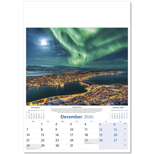 World by Night Wall Calendar