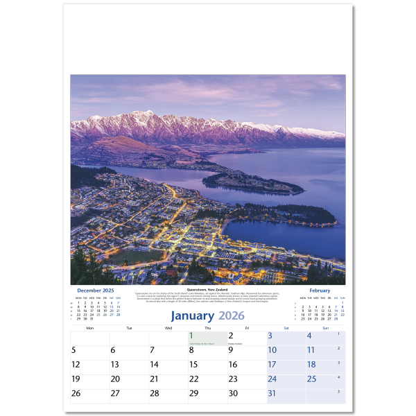 World by Night Wall Calendar