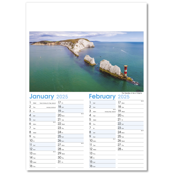 England Optima Wall Calendar - 7 Leaf