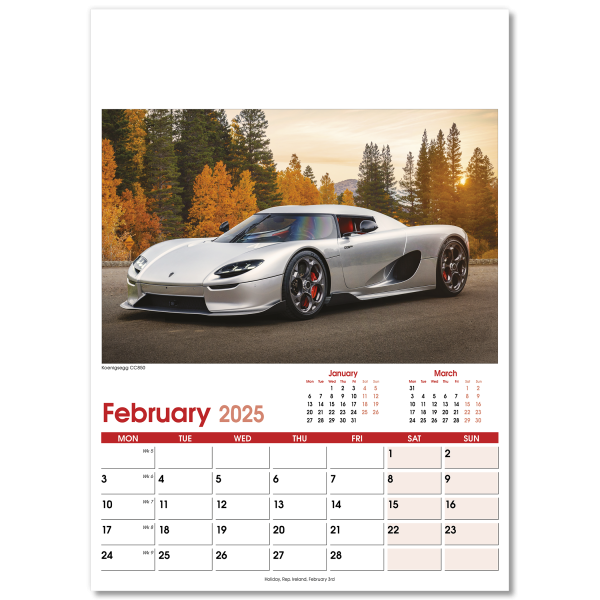 Fast Cars Wall Calendar - 13 Leaf