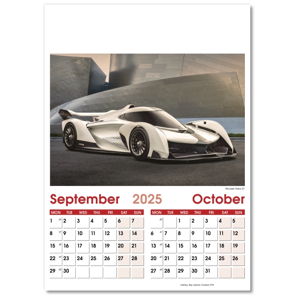 Fast Cars Wall Calendar - 7 Leaf