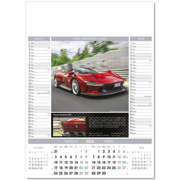 Performance Cars Wall Calendar