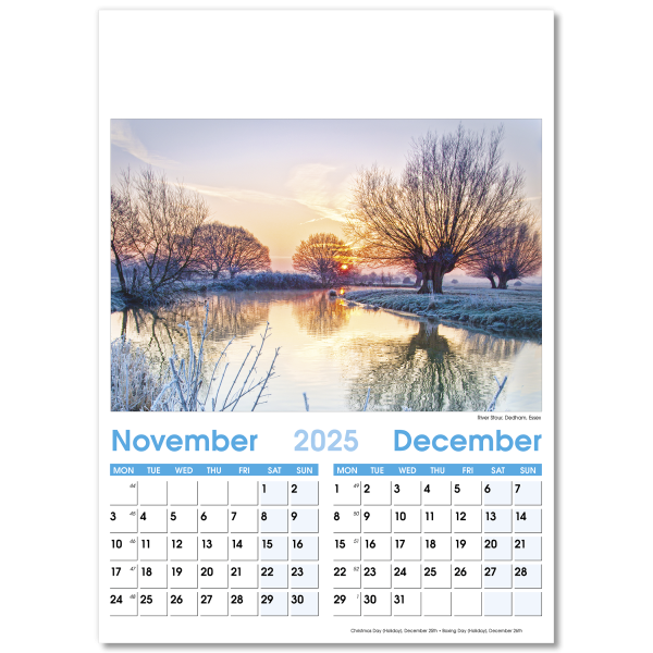 England Optima Wall Calendar - 7 Leaf