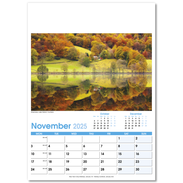 England Optima Wall Calendar - 13 Leaf