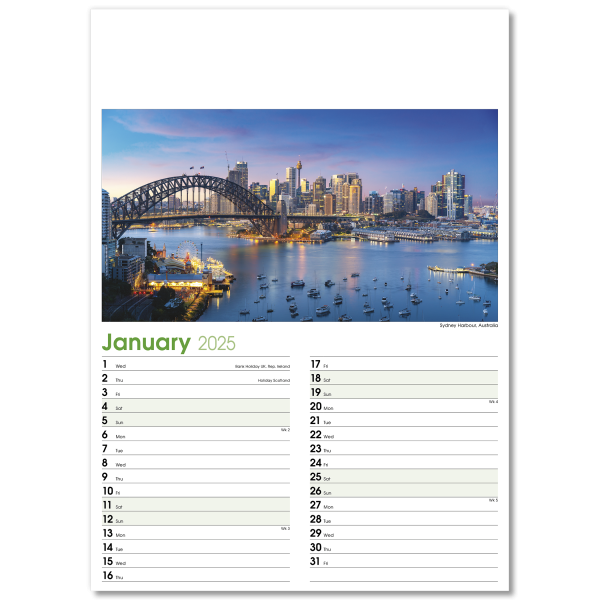 World Scenes Wall Calendar - 13 Leaf